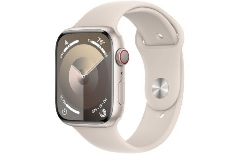 Apple Watch Series 9 GPS + Cellular, 45mm Koperta z aluminium w kolorze księżycowej poświaty z paskiem sportowym w kolorze księżycowej Apple Watch Series 9 GPS + Cellular, 45mm Koperta z aluminium w kolorze księżycowej poświaty z paskiem sportowym w kolorze księżycowej