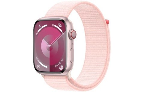 Apple Watch Series 9 GPS + Cellular, 45mm Koperta z aluminium w kolorze różowym z opaską sportową w kolorze jasnoróżowym Apple Watch Series 9 GPS + Cellular, 45mm Koperta z aluminium w kolorze różowym z opaską sportową w kolorze jasnoróżowym
