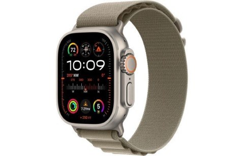 Apple Watch Ultra 2 GPS + Cellular, 49mm Koperta z tytanu z opaską Alpine w kolorze moro - S Apple Watch Ultra 2 GPS + Cellular, 49mm Koperta z tytanu z opaską Alpine w kolorze moro - S
