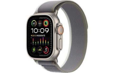 Apple Watch Ultra 2 GPS + Cellular, 49mm Koperta z tytanu z opaską Trail w kolorze zielonym/szarym - M/L Apple Watch Ultra 2 GPS + Cellular, 49mm Koperta z tytanu z opaską Trail w kolorze zielonym/szarym - M/L