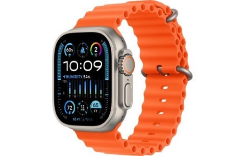Apple Watch Ultra 2 GPS + Cellular, 49mm Koperta z tytanu z paskiem Ocean w kolorze pomarańczowym Apple Watch Ultra 2 GPS + Cellular, 49mm Koperta z tytanu z paskiem Ocean w kolorze pomarańczowym