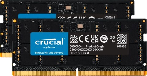 Crucial Pamięć notebookowa DDR5 SODIMM 64GB(2*32)/4800 CL46 (16Gbit) Crucial Pamięć notebookowa DDR5 SODIMM 64GB(2*32)/4800 CL46 (16Gbit)