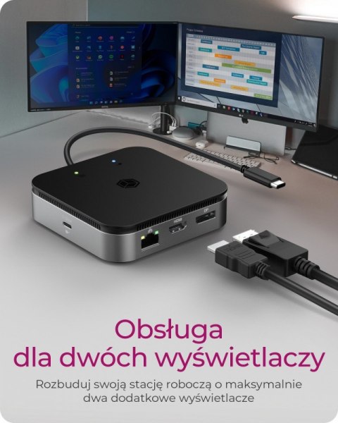 IcyBox Stacja dokująca IB-DK408-C41 7w1,HDMI, DP,USB,LAN