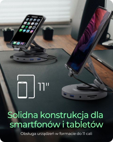 IcyBox Uchwyt na tableta/smartfona z wbudowaną stacją dokujacą IB-TH100-DK