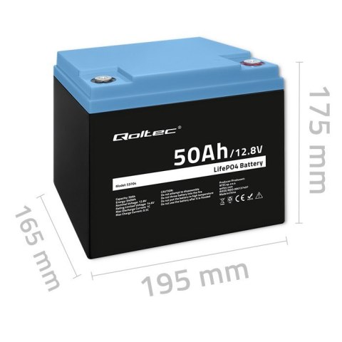 Qoltec Akumulator LiFePO4 Litowo-Żelazowo-Fosforanowy | 12.8V | 50Ah | 640Wh | BMS