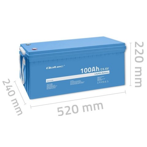Qoltec Akumulator LiFePO4 Litowo-Żelazowo-Fosforanowy | 25.6V | 100Ah | 2560Wh | BMS