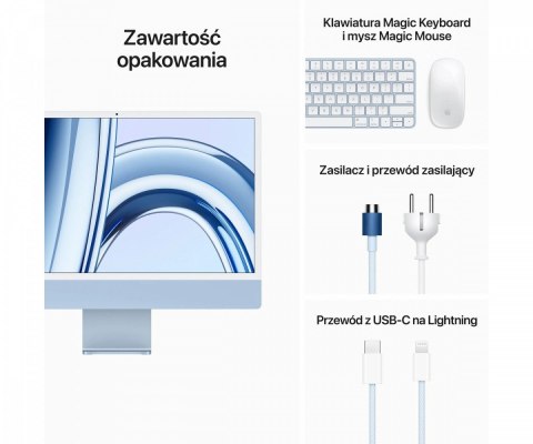 Apple IMac 24 cale: M3 8/8, 8GB, 256GB SSD - Niebieski