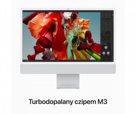 Apple IMac 24 cale: M3 8/8, 8GB, 256GB SSD - Srebrny