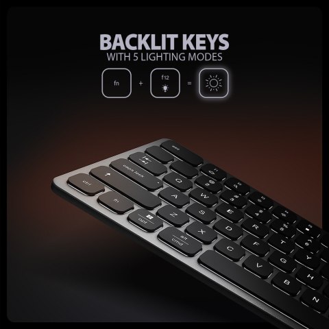AXAGON HMC-KB-US Klawiatura USB-C 5Gbps z wieloportowy hub 9in1, SD/microSD, 3x USB-A, HDMI 4K/60Hz, PD 100W, Audio, US layout, 60cm US