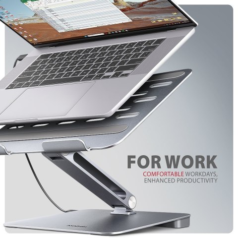 AXAGON HMC-STND Stojak z wieloportowy hub Aluminiowy 7in1, 5Gbps, do 10"-16" cali laptopów, nastawny, 3x USB-A, HDMI 4K/60Hz, GLAN, PD 