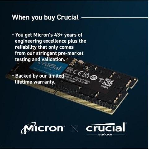 Crucial Pamięć do notebooka DDR5 SODIMM 32GB(2*16) /5600 CL46 (16Gbit) Crucial Pamięć do notebooka DDR5 SODIMM 32GB(2*16) /5600 CL46 (16Gbit)
