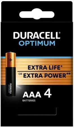 Duracell Baterie Optimum AAA LR3 blister 4 sztuki Duracell Baterie Optimum AAA LR3 blister 4 sztuki