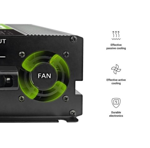 Green Cell Przetwornica LCD 12V 2000W/4000W Czysty sinus z wywietlaczem
