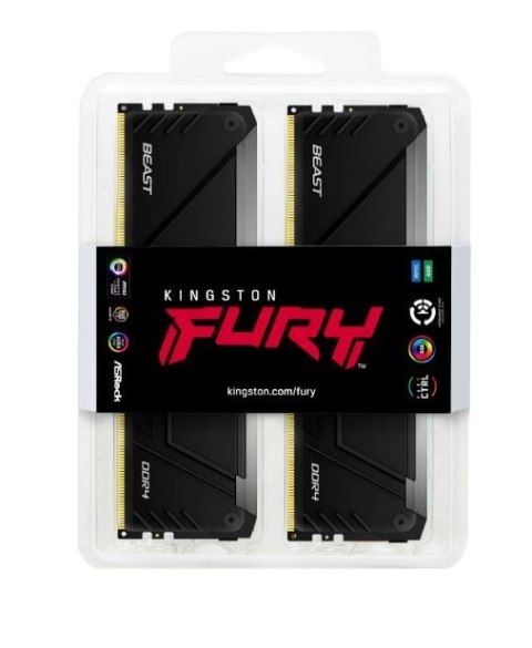 Kingston Pamięć DDR4 Fury Beast RGB 64GB(4*16GB)/3600 CL18 Kingston Pamięć DDR4 Fury Beast RGB 64GB(4*16GB)/3600 CL18