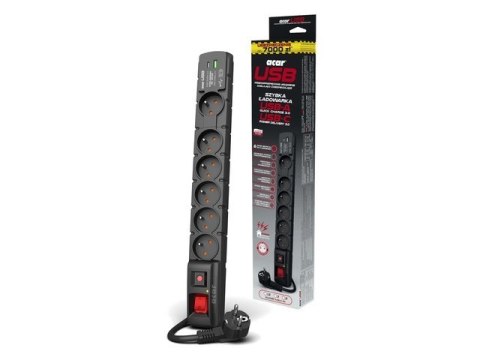 Acar Listwa zasilająca ACAR S6 USB A+C 1.5m 6X PD3.0 Acar Listwa zasilająca ACAR S6 USB A+C 1.5m 6X PD3.0