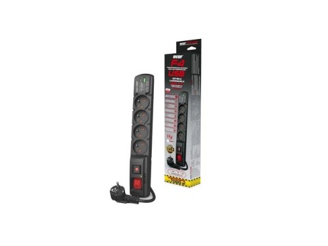Acar Listwa zasilająca F4 USB A+C 5M 4X 230V PD3.0 QC Czarna Acar Listwa zasilająca F4 USB A+C 5M 4X 230V PD3.0 QC Czarna