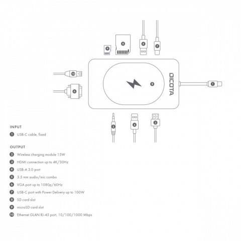 DICOTA Hub USB-C 10 w 1 Charging 4K PD 100W DICOTA Hub USB-C 10 w 1 Charging 4K PD 100W