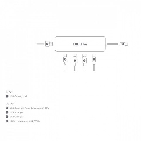 DICOTA Hub USB-C 5 w 1 Video Hub 4K PD 100W DICOTA Hub USB-C 5 w 1 Video Hub 4K PD 100W
