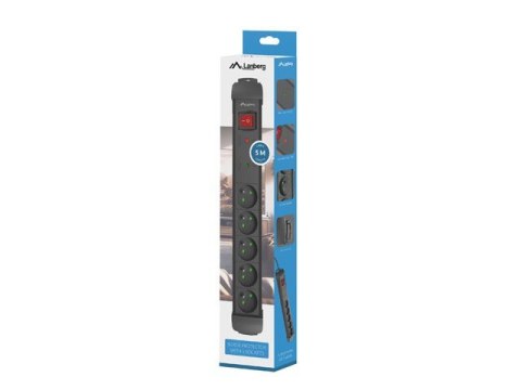 Lanberg Listwa zasilająca 5.0m 5x230 cz SP1-05E-0500-BK