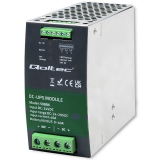 Qoltec Moduł UPS DC na szynę DIN | 40A | 24V