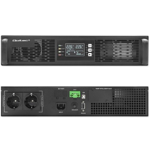 Qoltec Zasilacz awaryjny UPS do RACK | 1kVA | 1000W | Power Factor 1.0 |LCD | On-line Qoltec Zasilacz awaryjny UPS do RACK | 1kVA | 1000W | Power Factor 1.0 |LCD | On-line