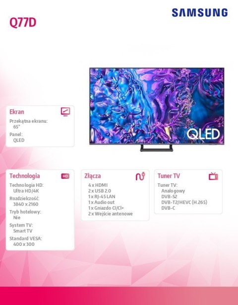 Samsung Telewizor QLED 65 cali QE65Q77DATXXH