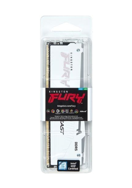 Kingston Pamięć DDR5 Fury Beast RGB 16GB(1*16GB)/6400 CL32 biała Kingston Pamięć DDR5 Fury Beast RGB 16GB(1*16GB)/6400 CL32 biała