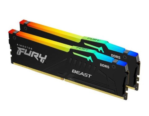 Kingston Pamięć DDR5 Fury Beast RGB 32GB(1*32GB)/6000 CL30 XMP czarna Kingston Pamięć DDR5 Fury Beast RGB 32GB(1*32GB)/6000 CL30 XMP czarna