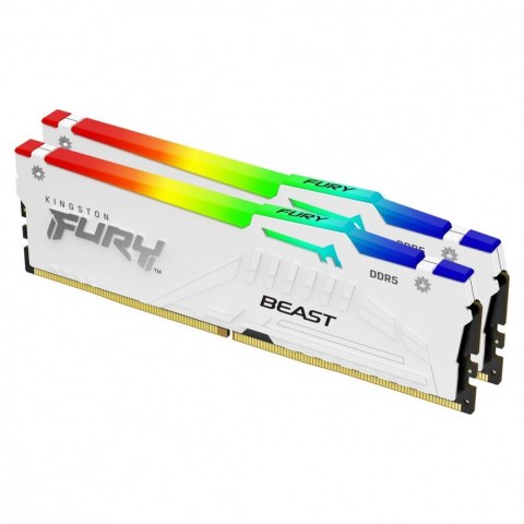 Kingston Pamięć DDR5 Fury Beast RGB 64GB(2*32GB)/6400 CL32 XMP biała Kingston Pamięć DDR5 Fury Beast RGB 64GB(2*32GB)/6400 CL32 XMP biała