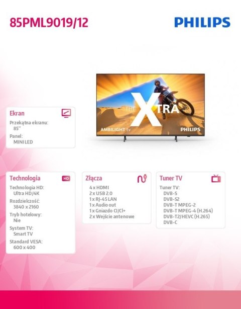 Philips Telewizor 85 cali LED 85PML9019/12 Philips Telewizor 85 cali LED 85PML9019/12