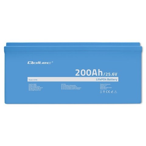Qoltec Akumulator LiFePO4 Litowo-Żelazowo-Fosforanowy | 25.6V | 200Ah | BMS