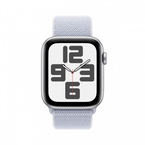 Apple Watch SE GPS + Cellular, koperta 40 mm z aluminium w kolorze srebrnym z opaską sportową w kolorze błękitnego obłoku Apple Watch SE GPS + Cellular, koperta 40 mm z aluminium w kolorze srebrnym z opaską sportową w kolorze błękitnego obłoku