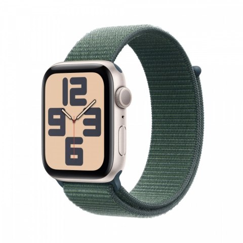 Apple Watch SE GPS, koperta 40 mm z aluminium w kolorze księżycowej poświaty z opaską sportową w kolorze górskiego jeziora Apple Watch SE GPS, koperta 40 mm z aluminium w kolorze księżycowej poświaty z opaską sportową w kolorze górskiego jeziora
