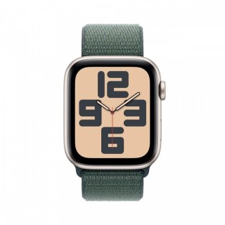 Apple Watch SE GPS, koperta 44 mm z aluminium w kolorze księżycowej poświaty z opaską sportową w kolorze górskiego jeziora