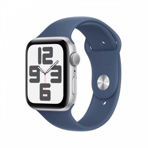 Apple Watch SE GPS, koperta 44 mm z aluminium w kolorze srebrnym z paskiem sportowym w kolorze denim - rozmiar M/L Apple Watch SE GPS, koperta 44 mm z aluminium w kolorze srebrnym z paskiem sportowym w kolorze denim - rozmiar M/L