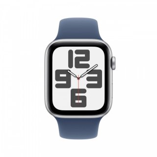 Apple Watch SE GPS, koperta 44 mm z aluminium w kolorze srebrnym z paskiem sportowym w kolorze denim - rozmiar M/L
