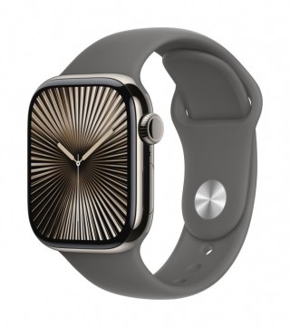 Apple Watch Series 10 GPS + Cellular, koperta 42 mm z tytanu w kolorze naturalnym z paskiem sportowym w kolorze górskiej szarości - ro