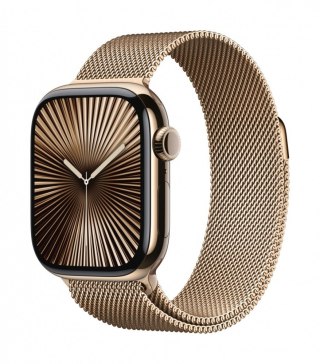 Apple Watch Series 10 GPS + Cellular, koperta 42 mm z tytanu w kolorze złotym z bransoletą mediolańską w kolorze złotym