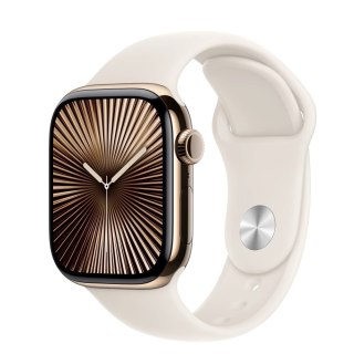 Apple Watch Series 10 GPS + Cellular, koperta 42 mm z tytanu w kolorze złotym z paskiem sportowym w kolorze księżycowej poświaty - roz