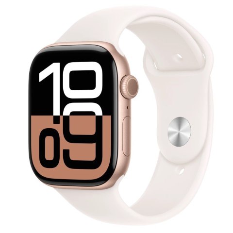 Apple Watch Series 10 GPS + Cellular, koperta 46 mm z aluminium w kolorze różowego złota z paskiem sportowym w kolorze łagodnego różu Apple Watch Series 10 GPS + Cellular, koperta 46 mm z aluminium w kolorze różowego złota z paskiem sportowym w kolorze łagodnego różu