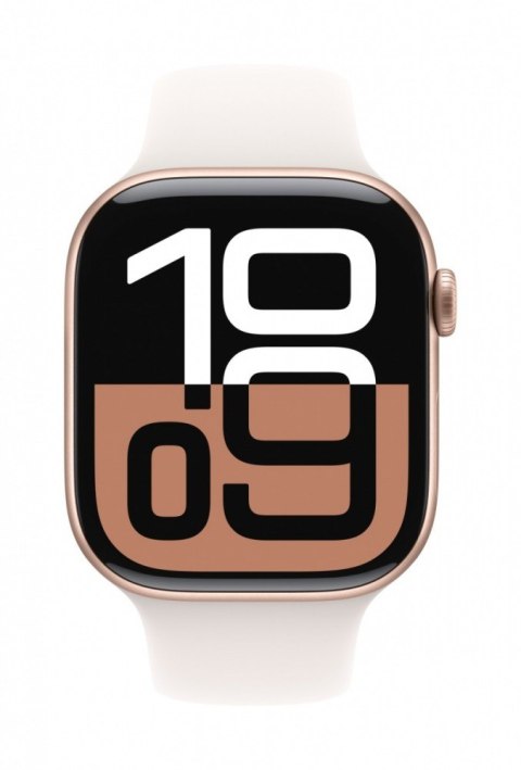 Apple Watch Series 10 GPS + Cellular, koperta 46 mm z aluminium w kolorze różowego złota z paskiem sportowym w kolorze łagodnego różu Apple Watch Series 10 GPS + Cellular, koperta 46 mm z aluminium w kolorze różowego złota z paskiem sportowym w kolorze łagodnego różu
