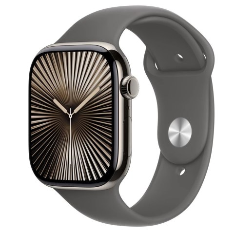 Apple Watch Series 10 GPS + Cellular, koperta 46 mm z tytanu w kolorze naturalnym z paskiem sportowy w kolorze górskiej szarości - roz Apple Watch Series 10 GPS + Cellular, koperta 46 mm z tytanu w kolorze naturalnym z paskiem sportowy w kolorze górskiej szarości - roz
