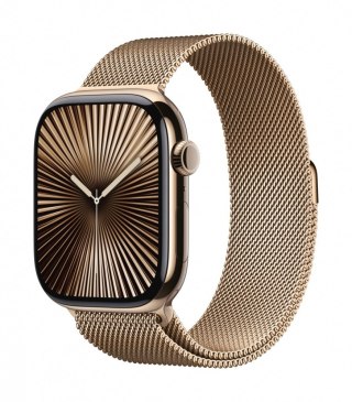 Apple Watch Series 10 GPS + Cellular, koperta 46 mm z tytanu w kolorze złotym z bransoletą mediolańską w kolorze złotym - rozmiar S/M