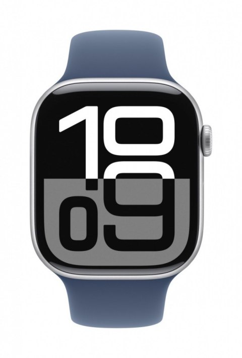 Apple Watch Series 10 GPS, koperta 46 mm z aluminium w kolorze srebrnym z paskiem sportowym w kolorze denim - rozmiar S/M Apple Watch Series 10 GPS, koperta 46 mm z aluminium w kolorze srebrnym z paskiem sportowym w kolorze denim - rozmiar S/M