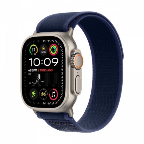Apple Watch Ultra 2 GPS + Cellular, koperta 49 mm z tytanu w kolorze naturalnym z opaską Trial M/L w kolorze niebieskim Apple Watch Ultra 2 GPS + Cellular, koperta 49 mm z tytanu w kolorze naturalnym z opaską Trial M/L w kolorze niebieskim