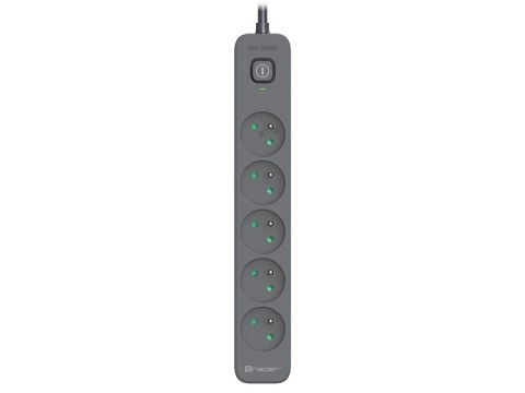 Tracer Listwa zasilająca antyprzepięciowa Power Line+ 3m Graphite (5 gniazd) Tracer Listwa zasilająca antyprzepięciowa Power Line+ 3m Graphite (5 gniazd)