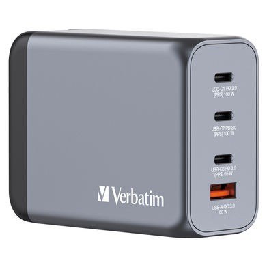 Verbatim Ładowarka GNC-200 32204 GaN 200W, PD 3.0, QC 3.0, 3x USB-C, 1x USB-A, UE/UK