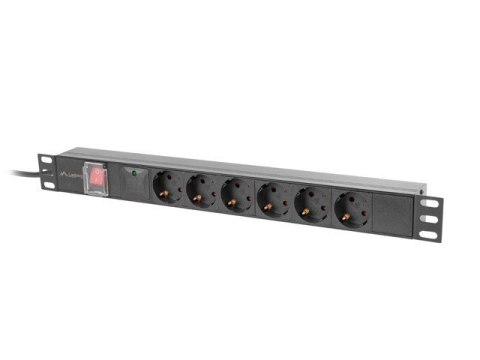 Lanberg Listwa zasilająca rack PDU 19 cali 1U 16A 6x230V schuko 2m czarna Lanberg Listwa zasilająca rack PDU 19 cali 1U 16A 6x230V schuko 2m czarna