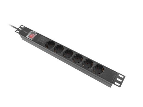 Lanberg Listwa zasilająca rack PDU 19 cali 1U 16A 6x230V schuko 2m czarna Lanberg Listwa zasilająca rack PDU 19 cali 1U 16A 6x230V schuko 2m czarna