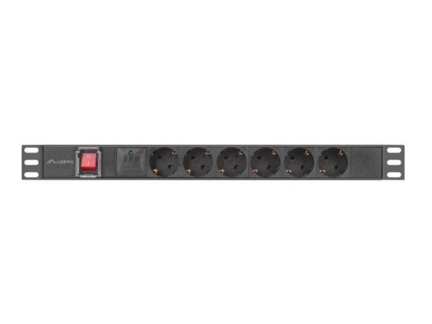 Lanberg Listwa zasilająca rack PDU 19 cali 1U 16A 6x230V schuko 2m czarna Lanberg Listwa zasilająca rack PDU 19 cali 1U 16A 6x230V schuko 2m czarna